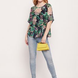 Fashfun Floral Print Round Neck Chiffon Top-image-7