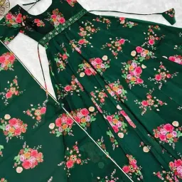 arlima Floral Print, Printed, Polka Print, Geometric Print, Graphic Print, Embellished, Solid, Self Design Georgette Stitched Anarkali Gown image 4