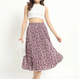 Women Printed A-line Purple Skirt-image-90
