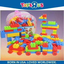 CraftyCreation:DIY Plastic Building Blocks for Kids -125+ Pieces with Pink Bag-image-6