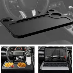 Steering Wheel Car Tray Table - Travel, Meal or Workstation Cup Holder Tray Table-image-44