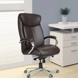 Leatherette Executive Chair In Brown Colour Leatherette Office Adjustable Arm Chair-image-67