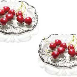 Glass Round Leaf Plate Tray for Dry Fruits, Fruits and Home Decoration Quarter Plate 2Pcs Tray-22