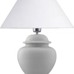 homesake Ceramic Pot Shaped Base White Table Lamp with White Cone Shade, LED Bulb Table Lamp image 5