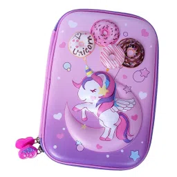 Large Capacity Hardtop EVA Pouch Organizer for Girls Organizer for Women Unicorn, Donut Art Canvas Pencil Box-image-19
