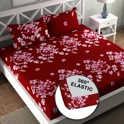 cg homes Cotton Double Fitted (Elastic) 180 TC Printed Bedsheet-picture-3
