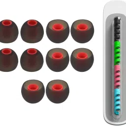 BUMTECH 10 pcs red grey and 1 cable protector Earbuds for Earphones (20 Pcs (10 Pair) In The Ear Headphone Cushion-image-64