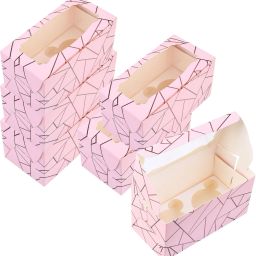 Cake Box Paper Pink Empty Foldable Box with 2 Compartment Window Pies, Cakes, Muffins Packaging Box-image-16
