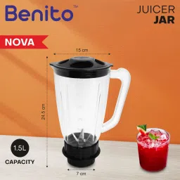 benito NOVA Polycarbonate Juicer Jar for Mixer Grinder, ABS Material Jar, Transparent Mixer Juicer Jar image 2