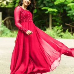 Printed Georgette Stitched Flared/A-line Gown-image-81