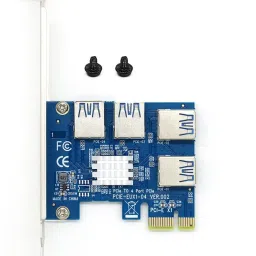 microware PCI-E to 4 port USB3.0 Express X1 Riser Card Converter Adatper ETH Mining Card Network Interface Card image 2