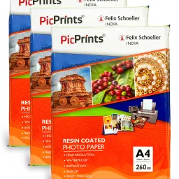 Studio Gloss Photo Paper 260 GSM (A4 size, 50 sheets, Pack of 3), Resin Coated Unruled A4 260 gsm Photo Paper-image-37