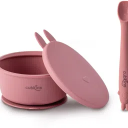 Silicone Suction Bowl with Early Feeding Bendable Spoon for Feeding Babies - 100% Food Grade Silicone-12