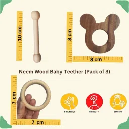 craft corner Neem Wooden Teether Combo For Kids First Toy Teether image 2