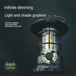 Outdoor Portable USB Camping Lantern Lamp Lights Black Metal, Plastic Hanging Lantern-image-9