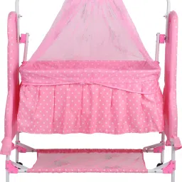 Premium Baby Cradle with Mosquito Net & Storage Basket Foldable Soft Cushioning-image-14