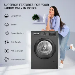 bosch 7 kg with Steam Fully Automatic Front Load with In-built Heater Black, Grey image 5