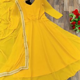 Solid Georgette Stitched Anarkali Gown-image-22