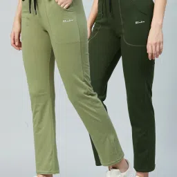 Pack of 2 Women Solid Dark Green, Light Green Track Pants-image-45