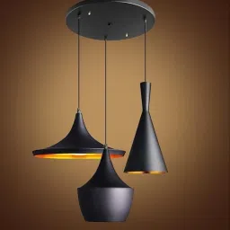 3-Light Black Aluminium Shade Black cone Pendants Ceiling Lamp-image-40