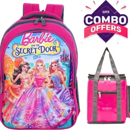 Barbie 1st/2nd/3rd/4th & 5th Class School Bag + Lunch Bag Combo for Girls Waterproof School Bag-image-17