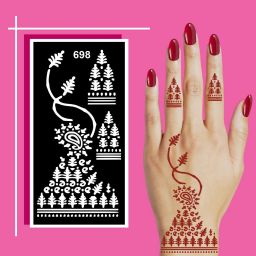 Full Finger Floral Mehndi Stencil Sticker With Clean Artistic Bold Pattern-image-15