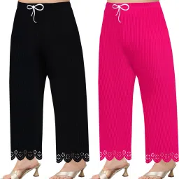 Pack of 2 Women Regular Fit Multicolor Lycra Blend Trousers-image-49