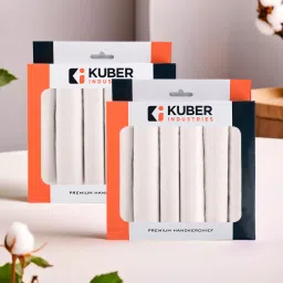 KUBER INDUSTRIES (Set of 12) Premium Cotton Handkerchief For Men With Box | Plain Silver | White ["White"] Handkerchief-image-17