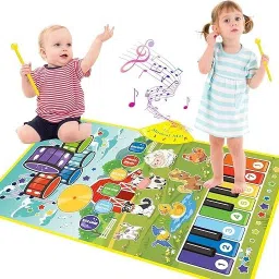 3 in 1 Piano Mat Toys with Floor Piano Keybroad, 8 Animal Sounds Musical Mat wi-picture-21