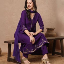 anni designer Women Cotton Rayon Kurta Pant Dupatta Set-picture-8