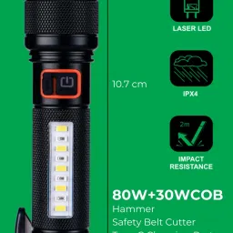 mz M987 (CAR EMERGENCY LIGHT) 5 Modes with Hammer and Seatbelt cutter Zoomable Torch image 4