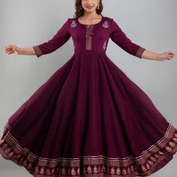 Women Embroidered Viscose Rayon Anarkali Kurta-image-44