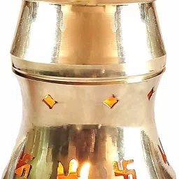 Camphor Lamp / Kapoor Dani Brass Table Diya Set-image-3