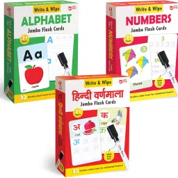 Set: ABC, Number & Hindi Wipe & Clean Activity Flash Cards With Marker- 96 Cards-2
