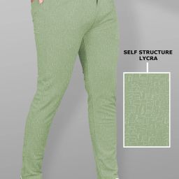 Men Slim Fit Green Lycra Blend Trousers-image-15