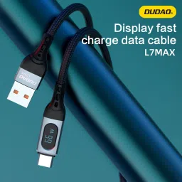 DUDAO USB Type C Cable 6 A 1 m Tough Unbreakable Braided Nylon L7MAX 66W PD Smart Digital Display Fast Charge and Data Sync Data Cable image 2