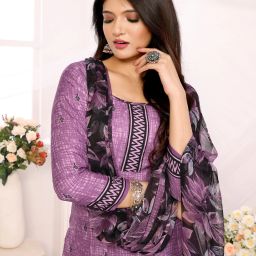 Unstitched Crepe Salwar Suit Material Printed-image-46
