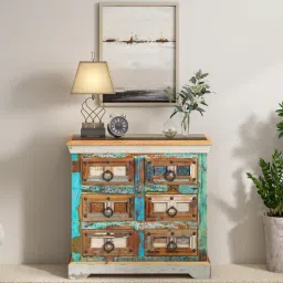 bohemiana from pepperfry Azealia Reclaimed Wood Chest Of Drawers In Distress Finish-picture-10