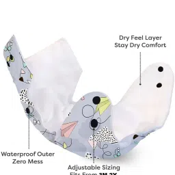 levot Reusable Button Diaper Multi Color Pack of 3 Diaper & 3 Black 5 layer Insert image 4