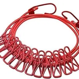 Multi Functional Portable Drying Rope with 12 Clips and 2 Hooks Multicolor-image-65