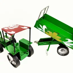 hap creation Metal Tractor/Iron Tractor/Lokhand Tractor Toy with Trolley for Your Kids/and Decorative Products-Openable Trolley system(green colour) image 5