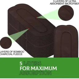 bouncing bliss 5 Layer bamboo charcoal Inserts Liners - New Born-pack of 10 image 2