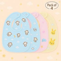 Waterproof Baby Feeding Bibs - Set of 4 | Soft & Reusable | Cute Animal Print-20