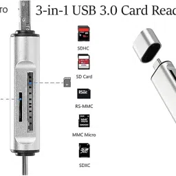 ALRITO High-Speed Data Transfer 3-in-1 Card Reader – USB 3.0, USB-C, Micro USB | SD, Micro SD, SDXC, SDHC Card Reader image 3