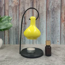 Hanging Yellow Ceramic Diffuser With 10ml Citrus Fragrance &One Tealight Candles Diffuser Set, Aroma Oil-image-1