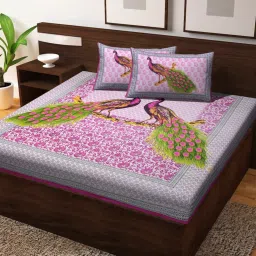 140 TC Cotton Queen Jaipuri Prints Flat Bedsheet-image-23