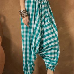 Checkered Cotton Women Harem Pants-image-78