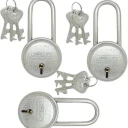 One pro Round 50mm 3 Padlock With 3 Each Keys Long Shackle Double Locking 7Lever Padlock-picture-35