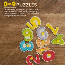 shalafi Combo Wooden Alphabets and Numbers Puzzle in Shape Toys Game Math Counting Board image 3