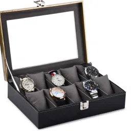 New Black & Tan Color watch box for 10 watches Watch Box-image-27